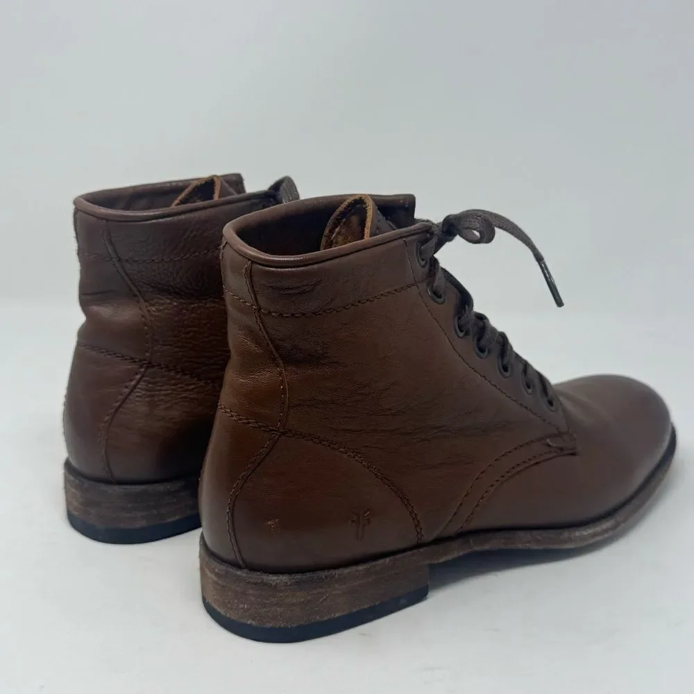 FRYE | Tyler Lace Up Cognac Brown Leather Boots Men’s Size 8